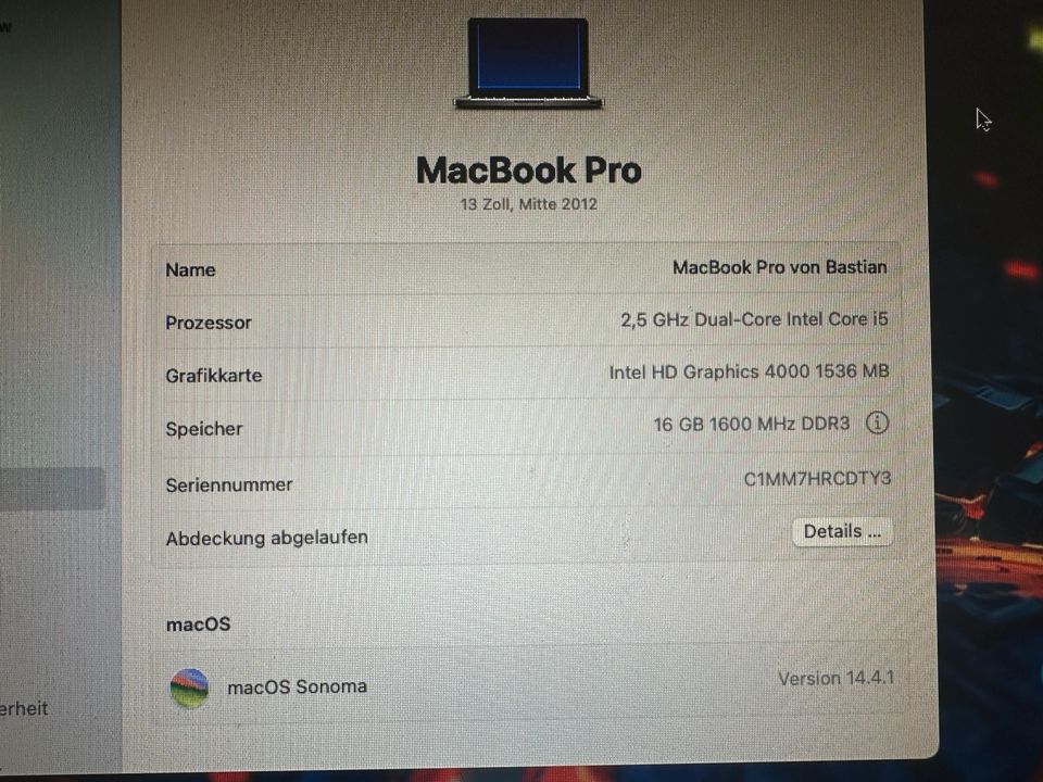 Apple MacBook Pro Mid 2012 16GB i5 SSD 1TB in Kisdorf