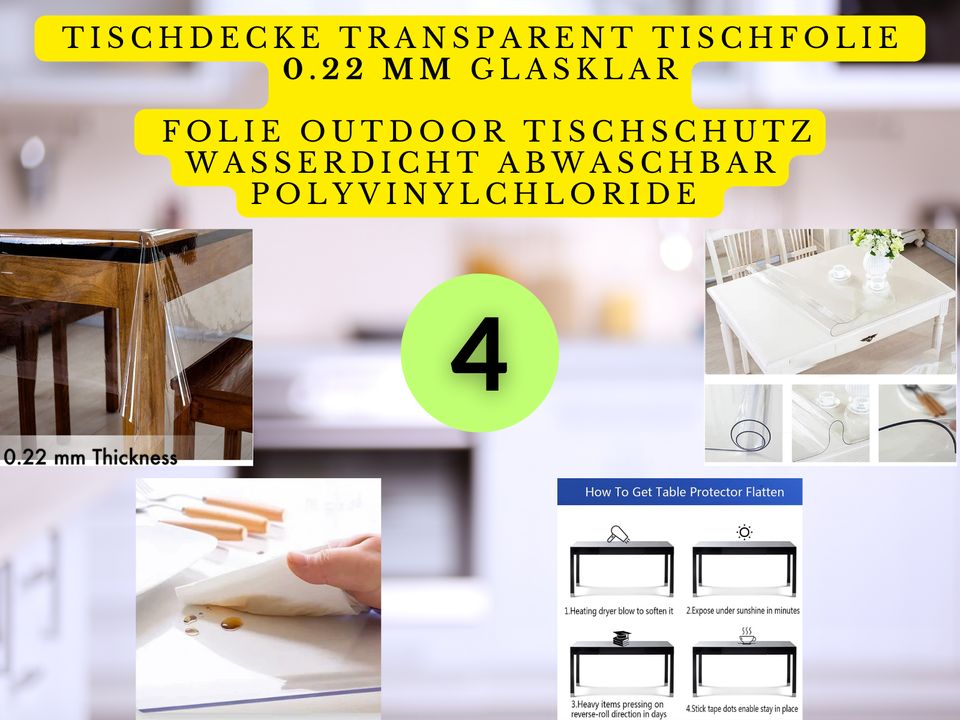Tischdecke Transparent Tischfolie Glasklar ✓ Made in Germany✓ in  Nordrhein-Westfalen - Würselen | eBay Kleinanzeigen ist jetzt Kleinanzeigen