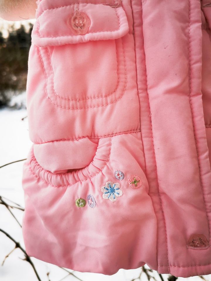 Baby Wattierte Weste Winter rosa mit abknöpfbarer Kapuze 68 in Kemnath
