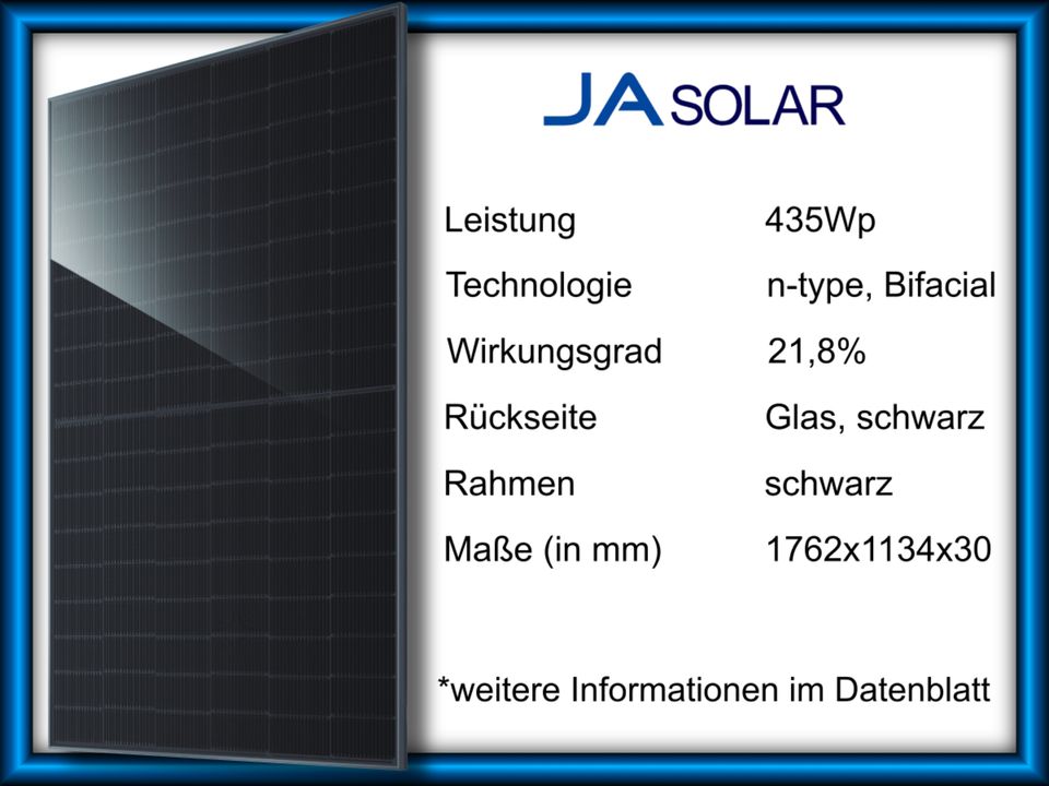 Balkonkraftwerk 870W Full Black, Glas/Glas, 800W, Bkw, Steckersolar, Balkonsolar, Photovoltaik, PV, Solaranlage, Doppelglas, Solar in Altenstadt Iller