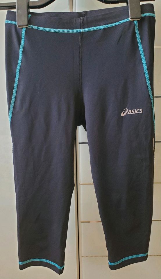 Asics Laufhose Sporthose Capri Gr.S schwarz türkis in Beeskow