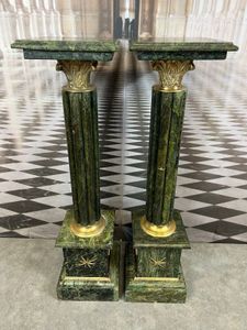 2 Marmorsäulen Set Barock Säule Marmor Podest Luxus Blumensäule