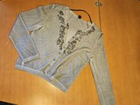 s.Oliver Selection Strickjacke 44 silber grau mit Stoff-Blüten Bayern - Naila Vorschau