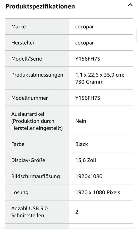 cocopar Tragbarer Monitor - 15,6 Zoll in Bamberg