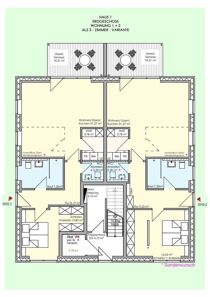 OS Eversburg/Atter "KFW Klimafreundlicher Neubau" Erdgeschoss - ETW 76m² Provisionsfrei direkt vom Bauträger in Osnabrück