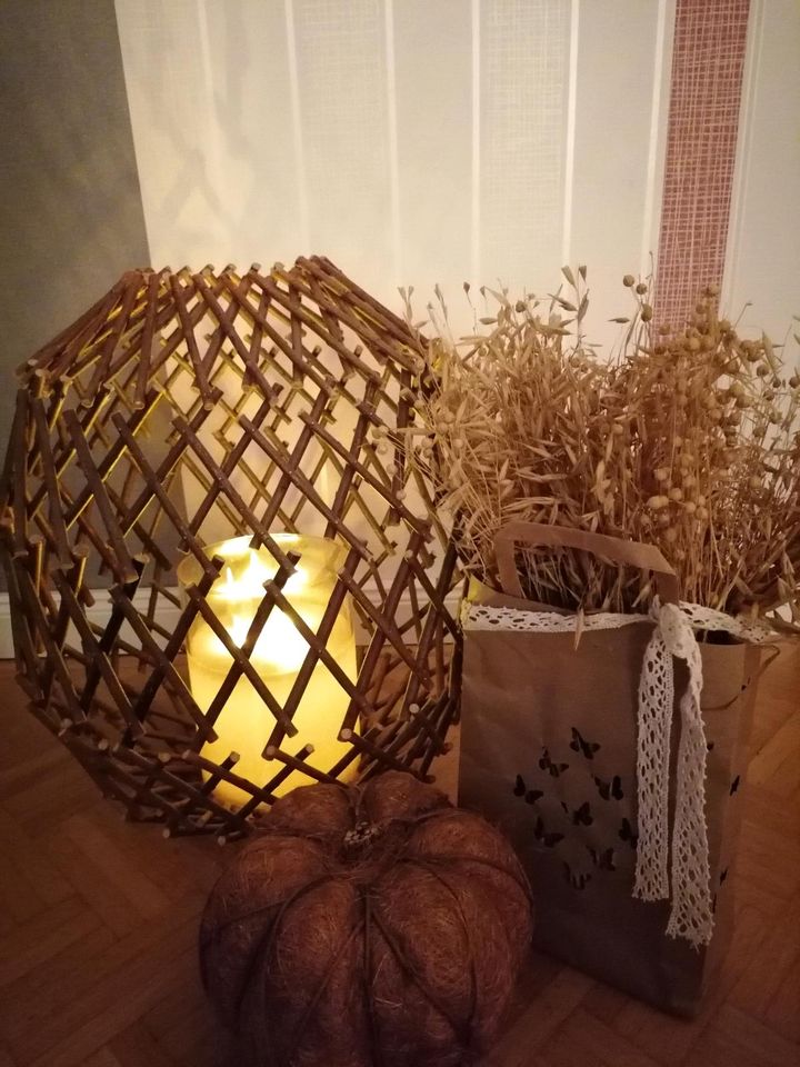 Deko Rustikal Holz Äste Natur faltbar Kerzenlicht Bodenlampe in Großheide