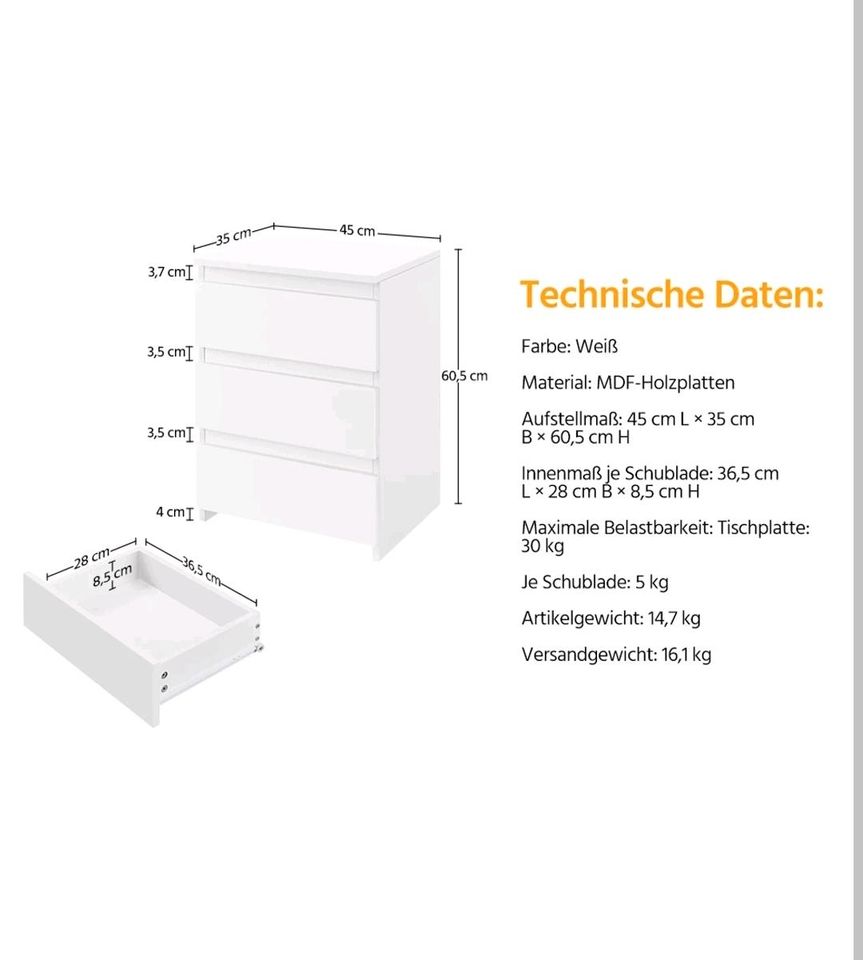 Yaheetech Nachttisch Nachtschrank in Hofkirchen