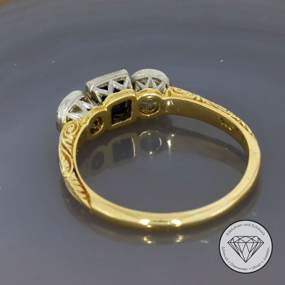 M*195318 Wert 1.400,- Saphir Brillant Ring 750 Gold 18 Kt XXYY in Essen