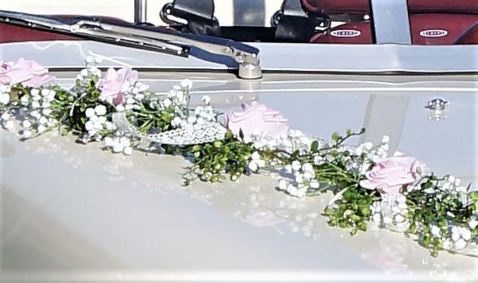 Hochzeit Brautauto Autoschmuck rosa weiß AU0024 Vintage in Waging am See