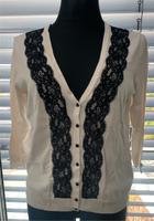 H&M Cardigan Frinstrick mit Spitzenapplikation 40 L Damen weiß Hessen - Alsbach-Hähnlein Vorschau