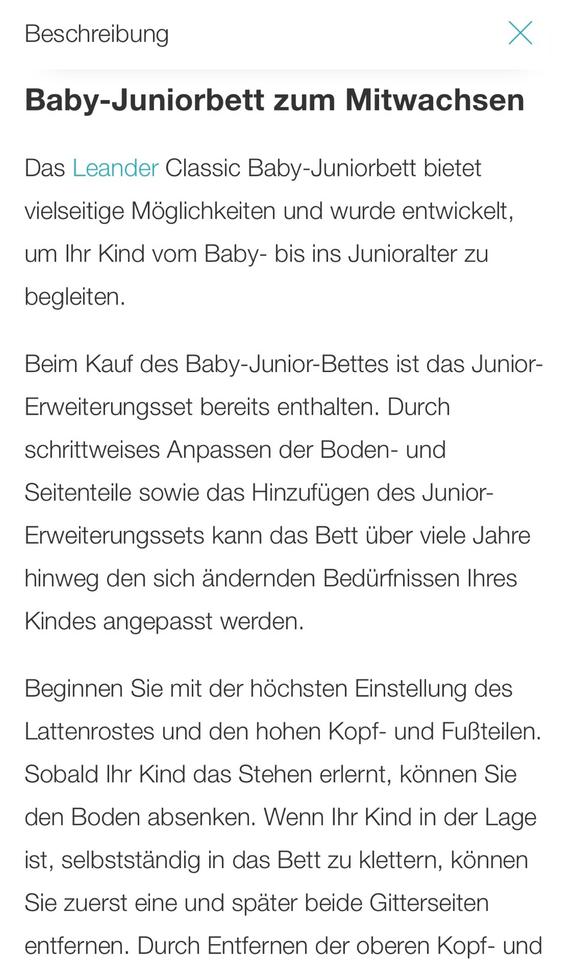 Leander Classic Babybett Kinderbett Gitterbett Buche Holzbett in Naumburg (Saale)