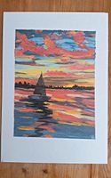 Acryl Gemälde Segelboot Sonnenuntergang Fine Art Print handgemalt Köln - Bickendorf Vorschau