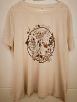 T-Shirt beige rosa Blumenmuster Blumenaufdruck Größe XXL Größe 46 Essen - Steele Vorschau