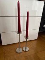 Zwei Edelstahl Kerzenständer mit roten Kerzen Bayern - Penzing Vorschau