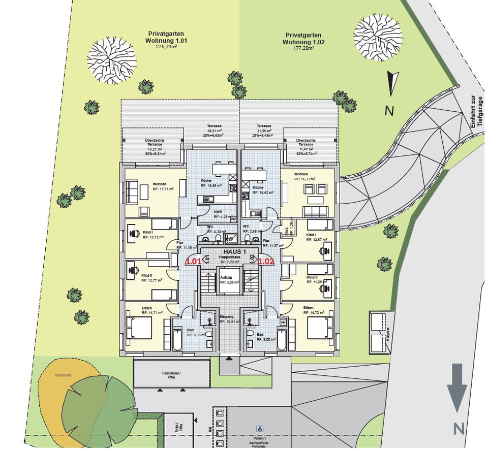 Erdgeschosswohnung in Schwülper, barrierefrei inkl. Aufzug, Tiefgarage, Kellerraum und PV-Anlage! in Schwülper