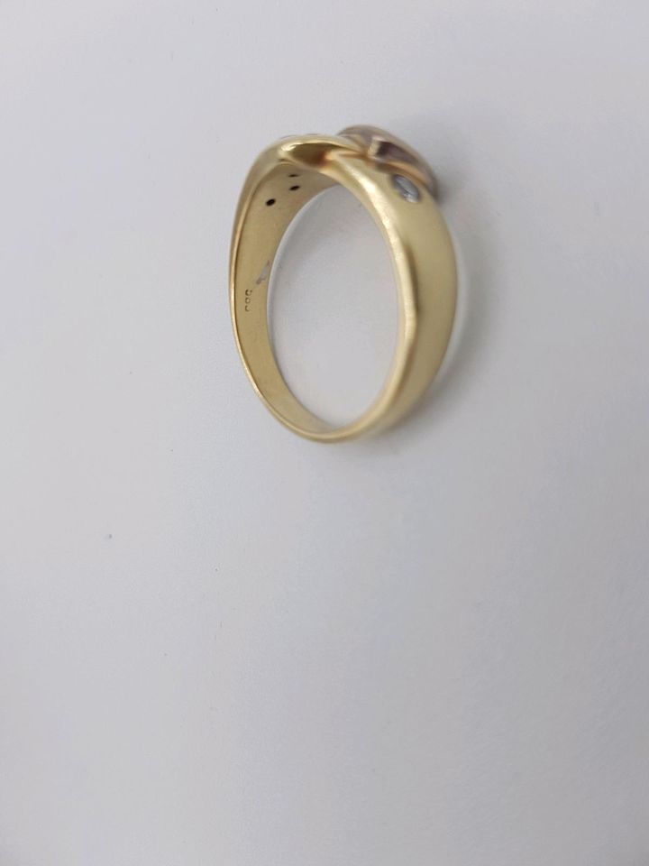 Gold Ring mit 5 Diamanten in 585er/14 Karat Bicolor Gold in Dinslaken