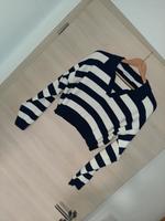 Kurzer Pulli, Pullover, M, Bershka, blau gestreift, Kragen Bayern - Zandt Vorschau