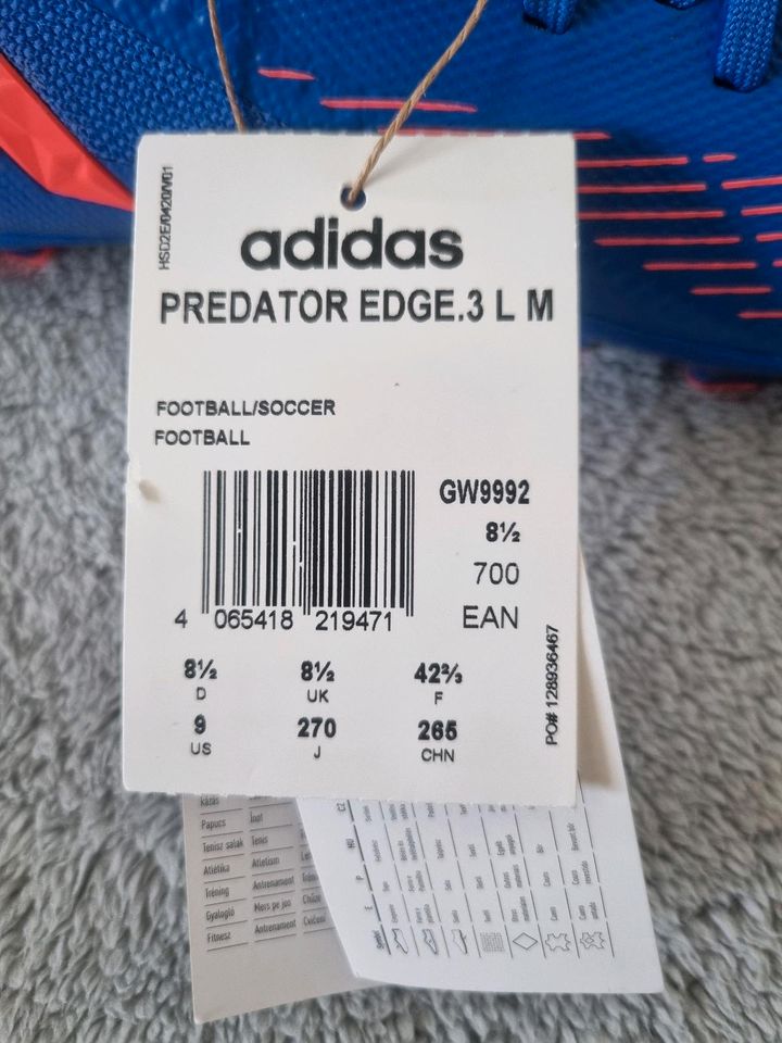 NEU Fussballschuhe Adidas Predator Edge.3 L M blau Orange 42 2/3 in Ulm