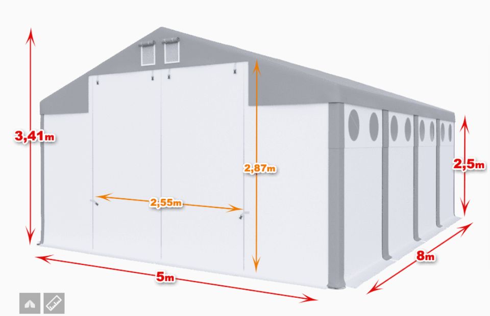 Ganzjähriges Garagenzelt 5x8x2,5 mit Belichtung Lagerzelt in Görlitz
