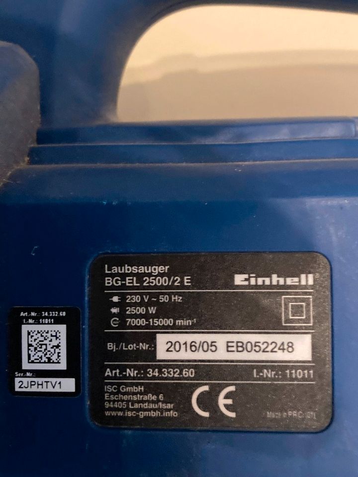 Elektro Laubsauger Laubbläser Einhell Blue BG-EL 2500 E in Weselberg