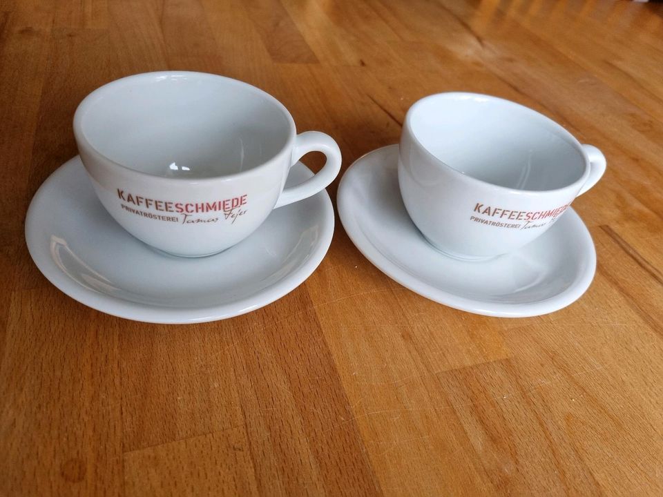 2 Kaffeetassen/ Espressotassen mit Untertassen von Kaffeeschmiede in Düsseldorf