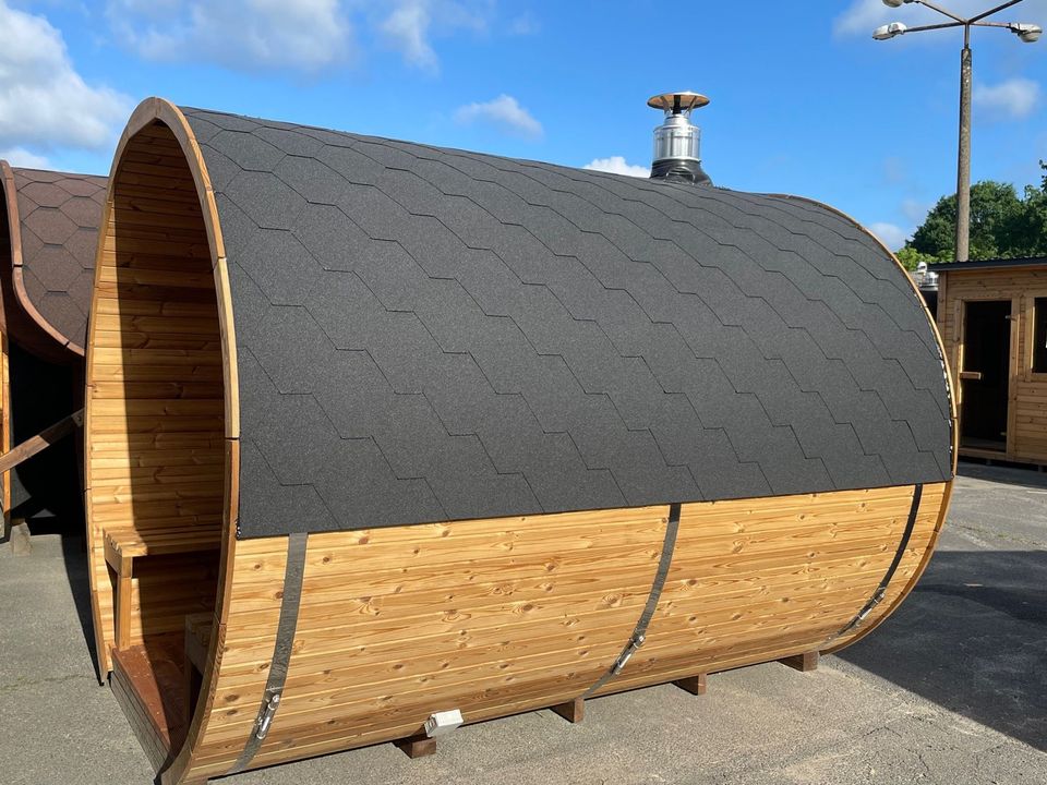 Sauna Thermoholz mit Terrasse Panoramascheibe auf Lager in Wandlitz