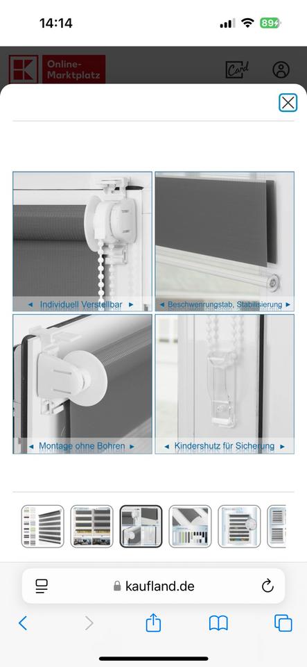 Doppelrollo 100x150 cm Duo Rollo Klemmfix ohne Bohren GRAU- NEU in Asperg
