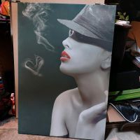 Schwarz weiß Plakat, Wandbild rauchende Frau Sachsen - Coswig Vorschau