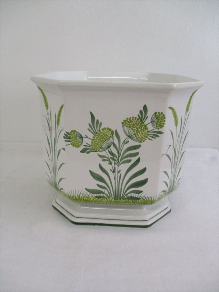 Übertopf Keramik Costa handgemalt 70426 8-eckig weiß grün groß in Isny im Allgäu