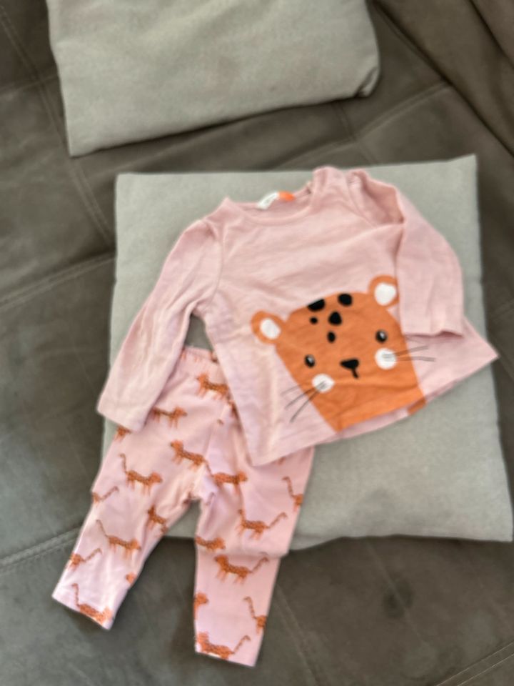 Set aus LA Shirt Langarmshirt + Leggins Leggings 68 rosa Leopard in Ried