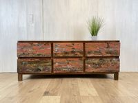 Boatwood by WMK # Besonderes Lowboard mit Schubladen , ein aus altem Bootsholz handgefertigtes Unikat aus massivem Teakholz # Kommode Sideboard TV-Lowboard TV Board Fernsehkommode Schubladenkommode Friedrichshain-Kreuzberg - Friedrichshain Vorschau