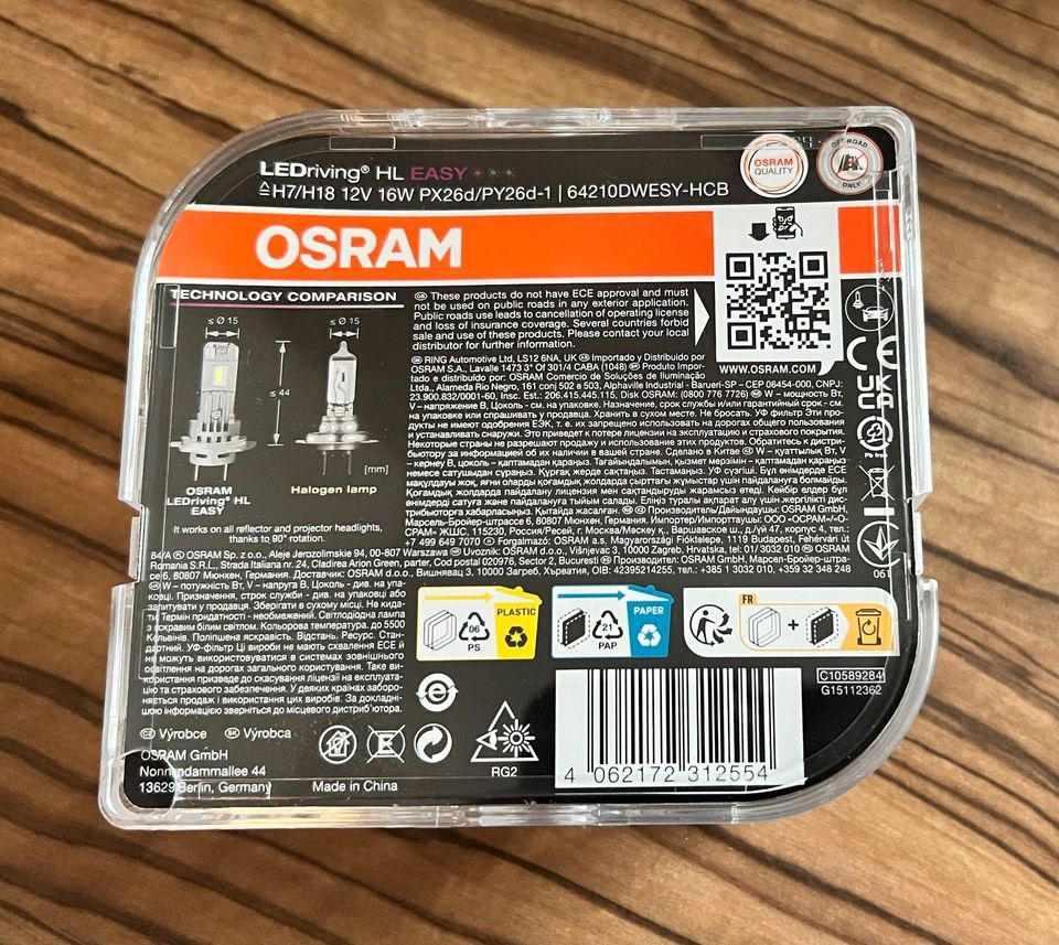 Osram LEDriving HL EASY H7/H18 - NEU in Odelzhausen