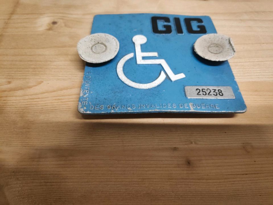 Behindertenplakette Kriegsveteran Frankreich 2. Weltkrieg in Schweich
