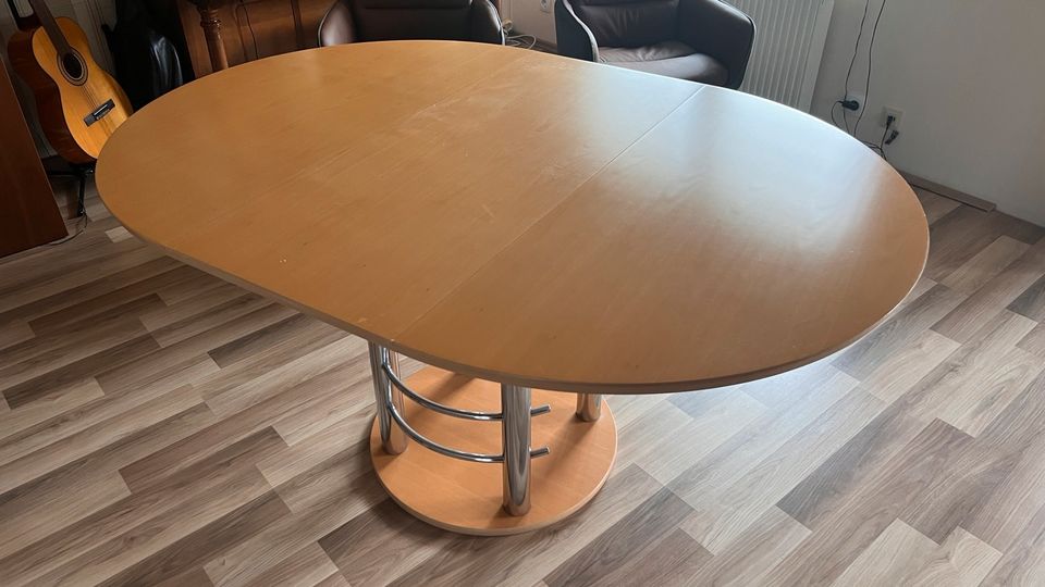 Tisch Buche Furnier, rund Dm 130cm ausziehbar in Zwickau
