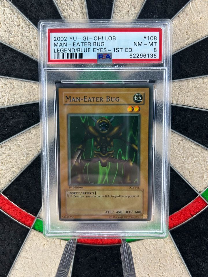 Yugioh Man-Eater Bug 1st Edition PSA 8 Englisch LOB Faded in Kreuzau