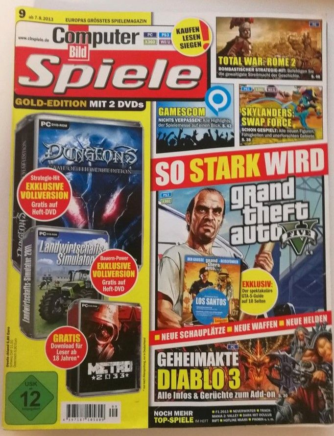 6 verschiedene PC-Spielemagazine inklusive DVDs/ Jahr 2013 in Varel