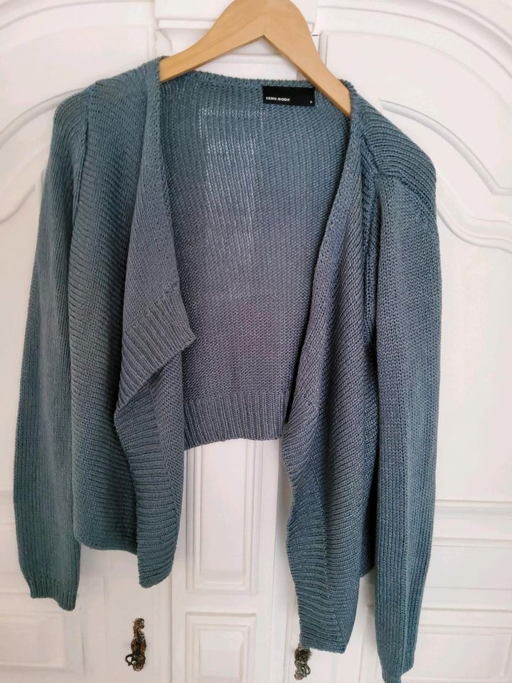 Vera Moda Strickjacke Bolero  blau grau Grösse 38 M in Bocholt