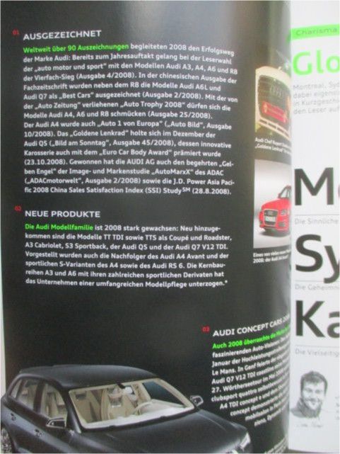 Audi Geschäftsbericht 2008+DVD A5 Cabriolet,100 Coupe C1 S,TDI in Minden