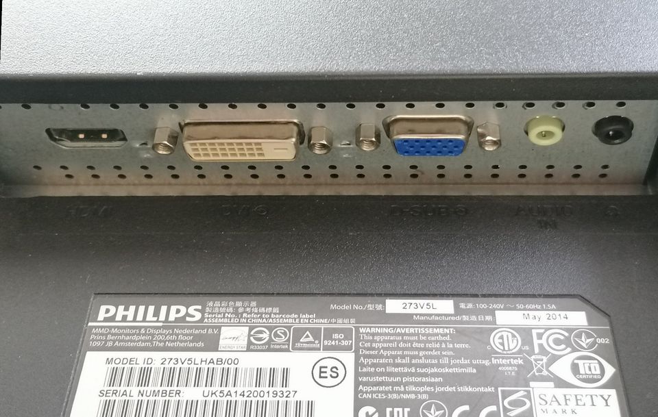 Philips 27 Zoll Display 273V5LHAB Full HD Monitor 16:9 mit Lautsp in Karlsruhe