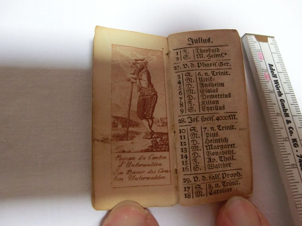Miniatur Taschenkalender auf das Schaltjahr 1796 in Samerberg