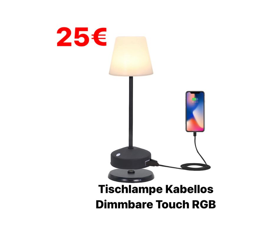 MALUX LED RGB Tischlampe Kabellos Dimmbare Touch Control mit Warmweiß Ausgang der Powerbank Drahtlose Ladung Led Tischlampe Tischleuchte Dekolampe Dekoleuchte Lampe Leuchte Beleuchtung NEU in Bielefeld