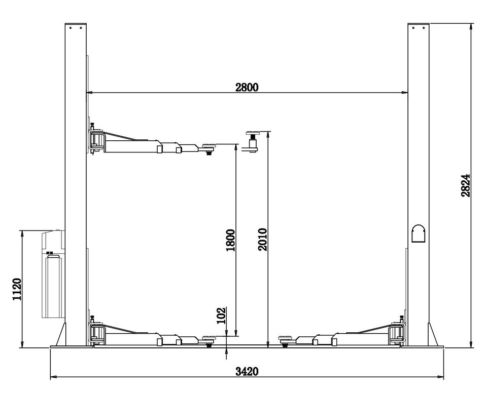 2 Säulen Hebebühne Alle Arme 3-stufig 730-1460 mm, inkl. Öl 4t. in Ebern