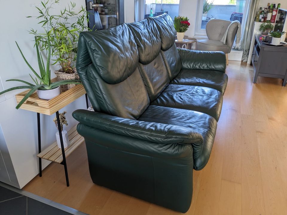 Echtleder Sofa Couch 3-Sitzer grün vintage Ledersofa Ledercouch in Hamburg