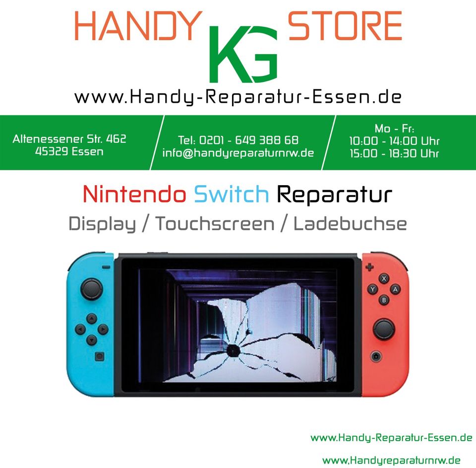 Nintendo Switch Display Reparatur Ladebuchse? Wir reparieren es! in Essen