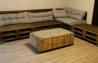 Paletten Couch + Tisch Sofa Lounge geschliffen holzlasur + Räder Aachen - Verlautenheide Vorschau