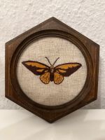 Handgestickter Schmetterling in schönem Holzrahmen Pankow - Weissensee Vorschau