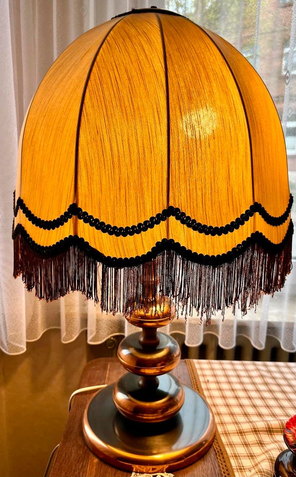 Stehlampe Fransen Lampenschirm vintage funktionsfähig Dimmer in Heudeber