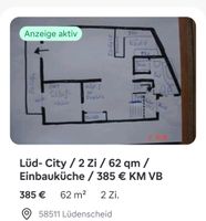 Lued- City / 2 Zi / 62 qm/ Einbauküche/ Balkon / 385 € Km Vb Nordrhein-Westfalen - Lüdenscheid Vorschau