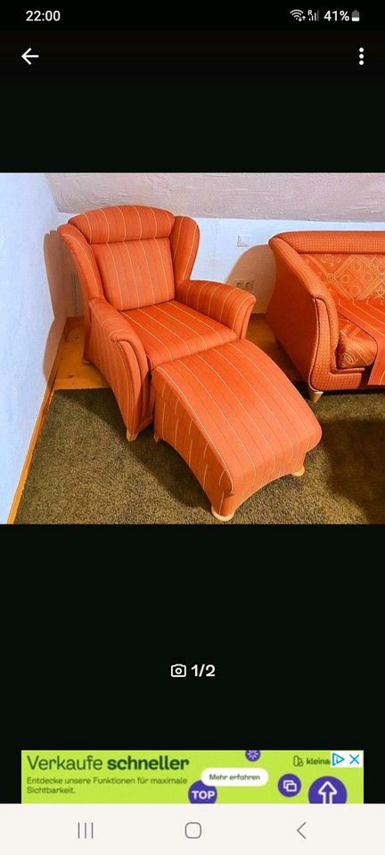Sofa mit Sessel und Fusshocker.Top Zustand!!! in Marktheidenfeld