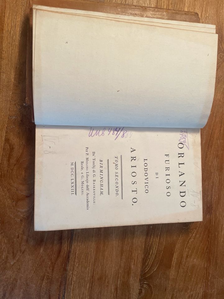 Orlando Furioso di Lodovico Ariosto - Tomo Secondo von 1773 in Köln